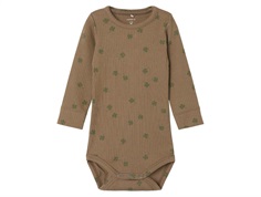 Name It walnut clover ribbed bodysuit